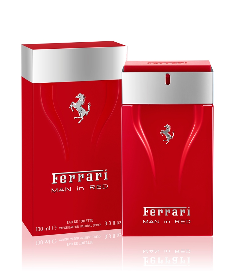 Perfume Holding lancia Ferrari Man in Red