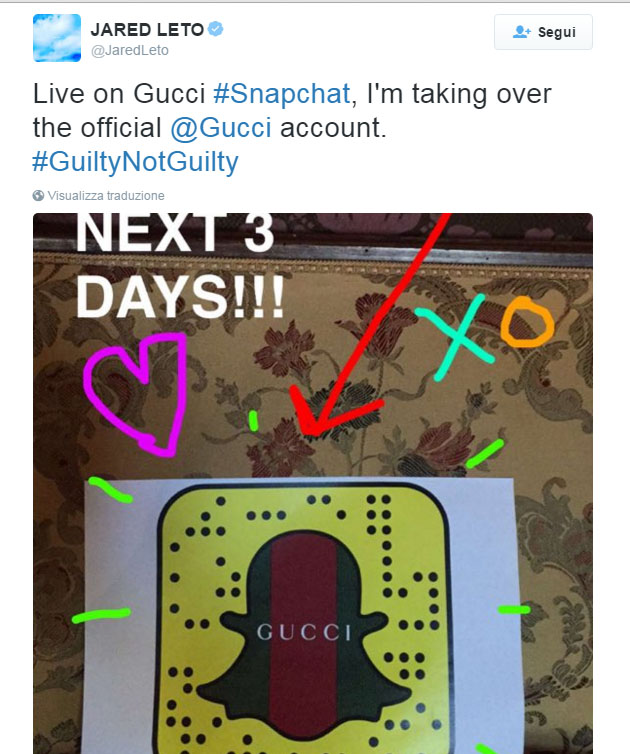 Leto testimonial di Gucci Guilty