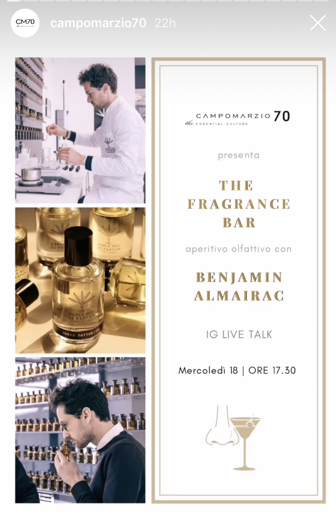 Campomarzio70 lancia l’aperitivo olfattivo